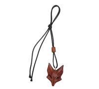 Semme Collier Pendentif en Bois de Renard Réglable, Cordon en Cuir PU, Bijoux Bohème Vintage pour Hommes et Femmes, Chaîne à Pendentif en Renard Fabriquée à la Main
