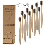 Semme Ensemble de Brosses à Dents en Bambou à Poils Souples, Doux pour les Gencives, Nettoyage en Profondeur pour Adultes, 10 Pièces, Manche en Bambou Naturel