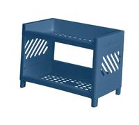 Semme Étagère de Rangement de Bureau en Plastique à 2 Niveaux pour Bureau, Dortoir, Cuisine - élégante et Solution pour n'importe Quel Espace (Bleu Marine)