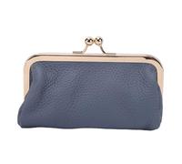 Semme Étui à Rouge à Lèvres en Cuir PU avec Fermoir Miroir, Trousse de Maquillage, Pochette de Voyage élégante Cousue à la Main avec Miroir intégré pour Femmes en Déplacement (Blue)