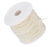 Semme Guirlande de Fausses Perles de 3 Mm, 50 Mètres/rouleau, Perles Artisanales en Plastique pour Mariage, Décoration de Maison, Accessoires Vestimentaires, Emballage de Beiges élégantes (Beige)