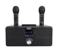 Semme Kit de Son Familial KTV avec Microphone, Haut-Parleur karaoké de Haute qualité pour la Maison, Chant, Musique, Films, Basses Profondes, Aigus Clairs, Design en Métal ABS (Black)