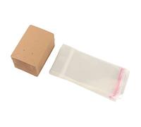 Semme Lot de 100 Cartes de Boucles d'oreilles avec Trous de Suspension, Cartes d'exposition de Bijoux Kraft, Sacs de Scellage Transparents pour l'emballage