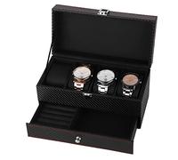 Semme Montre BoîTe De Rangement De Bijoux, Double Deck Bijoux Montre Boucles D'Oreilles Anneaux Bracelet Collier BoîTe De Rangement Organizer Case