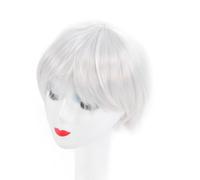 Semme Perruque Courte Blanche Cosplay ébouriffée Synthétique pour Fêtes | Short synthétique désordonné à haute température, adapté aux fêtes costumées d\'anime, aux événements à thème, à porter