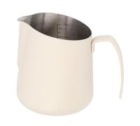 Semme Pichet à Mousse de Lait en Acier Inoxydable 304, Tasse à Crème pour Latte Art avec Bec incliné, échelle de Mesure 750ML pour café et Usage Domestique (750ML Beige)
