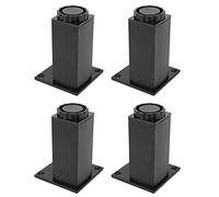 Semme Pieds de Pied de Canapé-lit en Alliage d'aluminium, Support de Meubles pour Armoires et Tables, Installation Facile, Hauteur jusqu'à 15mm, 4 Pièces (Base d'armoire carrée 100 mm-Noir)