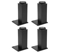 Semme Pieds de Pied de Canapé-lit en Alliage d'aluminium, Support de Meubles pour Armoires et Tables, Installation Facile, Hauteur jusqu'à 15mm, 4 Pièces (Base d'armoire carrée 120 mm-Noir)