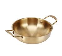 Semme Pot de Ramen Coréen doré, Marmite de Cuisson de Nouilles Portable en Acier Inoxydable pour la Maison et le Camping, Conception Légère de 28cm / 11 Pouces (diamètre intérieur 24cm)