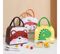 Semme Sac à Déjeuner Isotherme en Forme de Dessin animé pour Enfants, Grande capacité, Design Mignon et Réutilisable (BROWN) (BROWN) (Dinosaure vert)