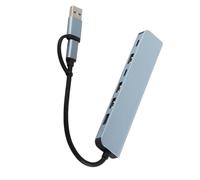 Semme Station d'accueil de Type C en Alliage d'aluminium Hub C 7 Pouces avec 2 Ports USB 5 X USB A Transfert de Données Haute Vitesse Plug Play pour Ordinateur Portable/PC/téléphone/Tablette