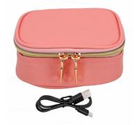 Semme Trousse de Maquillage Miroir LED Mini Voyage Portable avec 3 Modes D'éclairage Luminosité Miroir Détachable Cuir PU pour Femmes Cosmétiques Articles de Toilette (Pink)