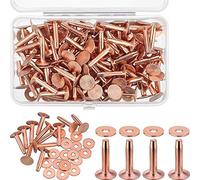 Semoic 100 Ensembles de Rivets en Cuivre et de Bavures Rondelles en Cuir de Cuivre Attache pour Portefeuilles Colliers en Cuir Bricolage Fournitures D'Artisanat