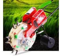 Semoir à double bouche et applicateur d'engrais - Rouleau de jardin multifonction à pousser manuellement pour chanvre, maïs, soja, cacahuètes - Distributeur de graines à 6 bouches, outil de plantation