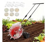 Semoir de jardin à pousser à la main avec profondeur réglable et espacement des rangées pour planter du maïs, des cacahuètes et du soja dans la cour, la ferme ou la serre