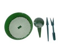 Semoir de Jardin Trois Pièces en Plastique Vert pour Semis | Outil de Germination, Kit Transplanteur et Perceur, pour Terreau, Jardinières, Balcon