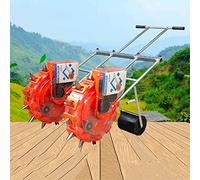 Semoir manuel à pousser à la main à double rangée, jardinière pour maïs, coton, soja, cacahuètes, rouleau de semis et applicateur d'engrais avec 6 bouches