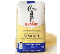 Semoule de Blé Dur Fine Le Renard, Qualité Supérieure, 1kg - Parfaite pour Couscous, Taboulé, Maamoul et Farces de Légumes -
