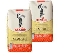 Semoule de Blé Dur Le Renard, Qualité Supérieure, 1kg (Lot de 2, moyen)
