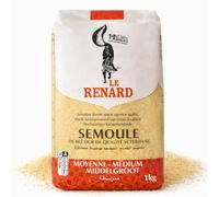 Semoule de Blé Dur Moyenne Le Renard, Qualité Supérieure,1kg - Référence pour Couscous Traditionnel Vapeur, Harira et Gratin de Semoule