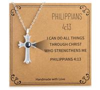 Semoya Collier avec pendentif en forme de croix pour femme et fille, verset de la Bible, bijoux religieux, cadeau, Laiton, Pas de gemme