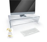 Semper Plastic Support d'Écran en Verre Acrylique Transparent - Rehausseur Exclusif avec Plateau Intermédiaire - Fabrication Allemande, 10 mm d'Épaisseur - Support de Qualité