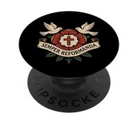 Semper REFORMANDA - Théologie réformée chrétienne - Vintage PopSockets PopGrip Adhésif