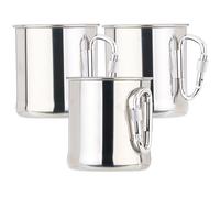 Semptec 3 tasses en acier inoxydable avec mousqueton - 250 ml