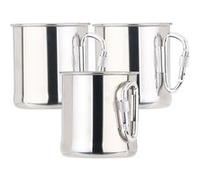 : 3 tasses en acier inoxydable avec mousqueton - 250 ml