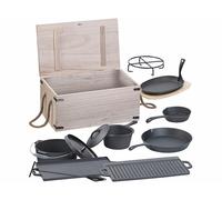 Semptec 9 ustensiles de cuisine en fonte avec boîte de rangement