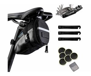 Semptec Sacoche de selle avec outil multifonction pour vélo et kit de réparation pneus