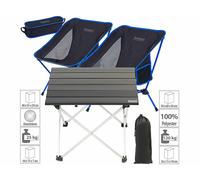 Semptec Table de camping d'appoint pliable en aluminium avec 2 chaises