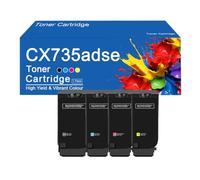SEMTGJ Cartouche de Toner 4 Couleurs CX735adse, Haute capacité 28 000 Pages | Pièce de rechange pour imprimantes Lexmark CX735adse,CX735-4Color