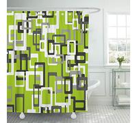 Semtomn Rideau de Douche Moderne Vert Citron, Noir, Gris, Blanc, 182,9 x 183 cm, décoration d'intérieur, Rideaux de Salle de Bain imperméables avec Crochets