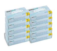 Semy Care AQL 1.5 Lot de 10 boîtes de 100 gants jetables en nitrile Non poudrés Blanc Taille S