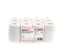 Semy Top ST-88084 Mini Papier 2 Plis Serviettes à Main sur Rouleau Intérieur Rouleau 20 cm 1 Lot de 12 Rouleaux Blanc