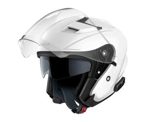 Sena Outstar S Casque à visière avec Bluetooth et intercom intégré & connectivité Smartphone (Blanc, S)