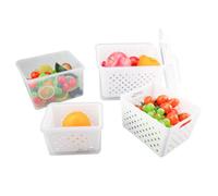 SenaiMy 3 Pièces Boite Rangement Frigo Plastique Boîtes de Conservation Alimentaire Avec Passoire Amovible Boîte Hermétique pour Fruits Légumes Salade Fromage, Sans BPA(4.4L+2,4L+1L)