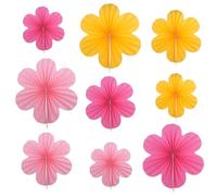 SenaiMy 9 Pièces Rosace Papier Decoration, Évantail en Forme de Fleur Décoration, Fleurs en Papier Décorations Murales, Ventilateur de Papier Guirlande pour Anniversaire Mariage Bébé Décoration