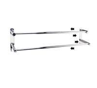 SenaiMy Porte Serviette Salle de Bain Mural Extensible 38-70cm Double Support Serviette Salle Porte Serviette en Acier Inoxydable sans Forage et Forage pour Bain, Cuisine, Hôtel(Argent)