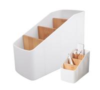 SenaiMy Support de Télécommande, Boîte De Rangement De Bureau avec 4 Poches, Amovible Télécommande Compartiments Boîte De Rangement en Bois pour Télécommandes, Papeterie, Stylos
