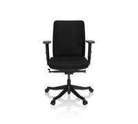 hjh OFFICE 640521 Senator Chaise de Bureau pivotante en Tissu avec Support Lombaire et Assise rembourrée Noir