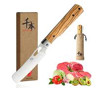 SENBON 440A Acier Inoxydable Ultra Pointu Poche Style Japonais Couteau De Chef Pliant Couteau À Éplucher Poignée En Olive Naturelle Camping Voyage En Plein Air Portable Couteau De Cuisine