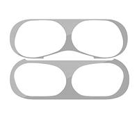 Senbos Coque de protection anti-poussière pour Apple AirPods Pro 2, film de protection en métal autocollant anti-poussière pour AirPods Pro 2, coque de chargement ultra mince, aspect luxueux, protège contre les copeaux de fer/métal (argent)