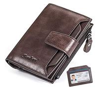 Senbos Portefeuille Homme, Blocage RFID Portefeuille en Cuir Vachette Première Couche avec 18 Porte Carte Crédit, 2 Compartiment à Billets, Poche à Monnaie, 2 Fenêtres d'identification y Boîte Cadeau
