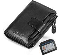 Senbos Portefeuille Vertical pour Hommes, Blocage RFID Porte Carte Homme en Cuir Vachette Première Couche avec 18 Emplacements, 2 Compartiment, Porte-Monnaie, 2 Fenêtres d'identification - Noir