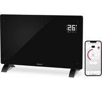 SENCOR SCF 4241BK Convecteur électrique en verre intelligent à air thermique, IP24 adapté aux salles de bains, contrôle Wi-Fi via une application mobile