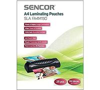 Sencor SLA FA4M150 Lot de 25 feuilles de plastification A4 pour photos ou documents brillantes Transparent et durable 150 microns