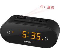 SENCOR SRC 3100 B - Réveil radio avec projection de l'heure, avec 10 présélections, lentille orientable à 180°, réveil par radio ou par signal