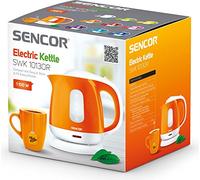 SENCOR SWK 1018RS Bouilloire Électrique Compacte - 1,0 Litre - 1100W - Filtre Anti-Calcaire Amovible Lavable - Blanc / Orange